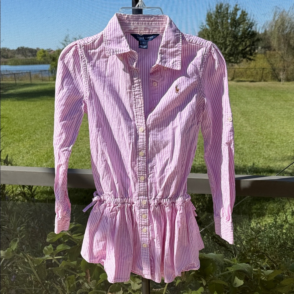 Ralph Lauren Pink and White Striped Casual Dress